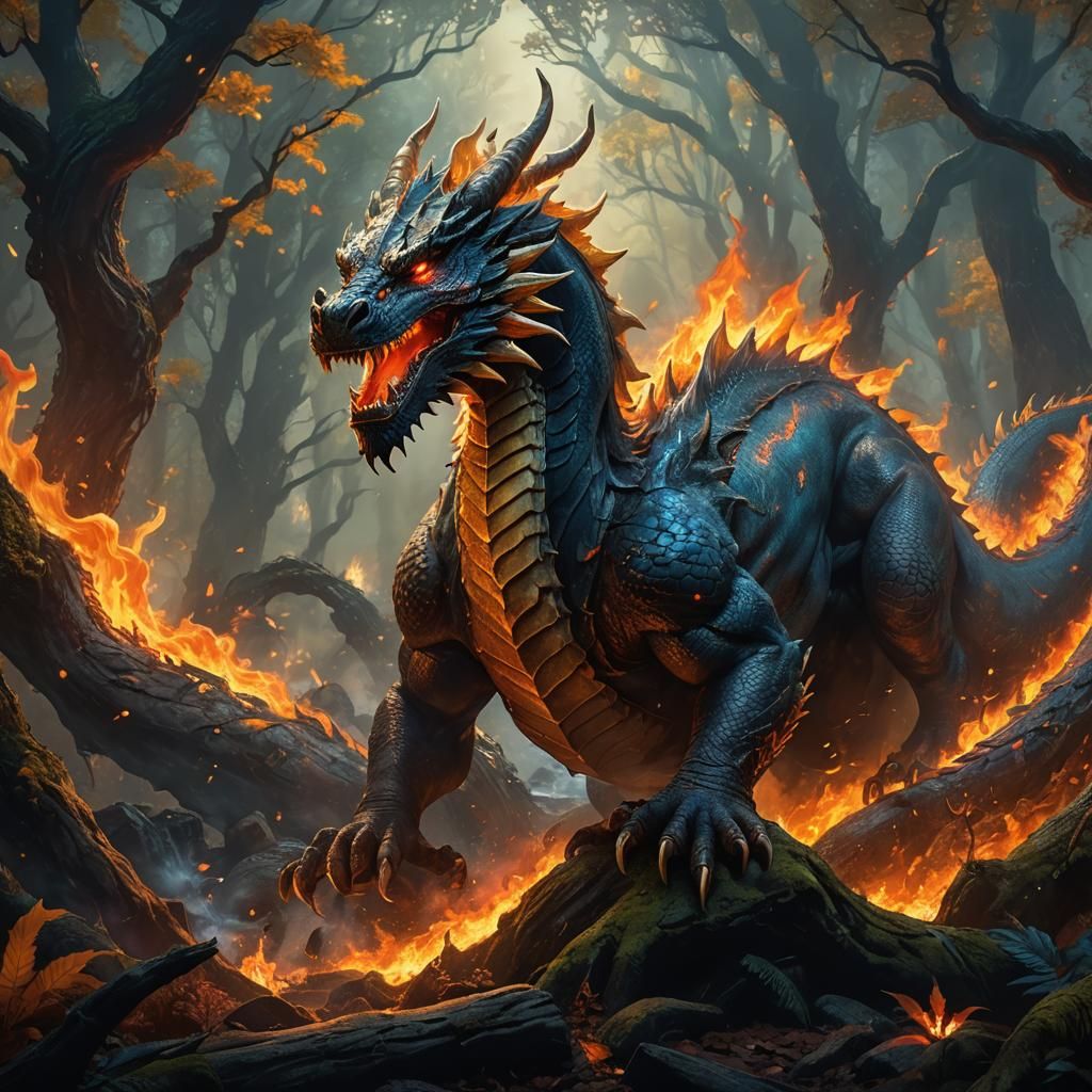 Mighty Dragon Ryu in Mystical Forest