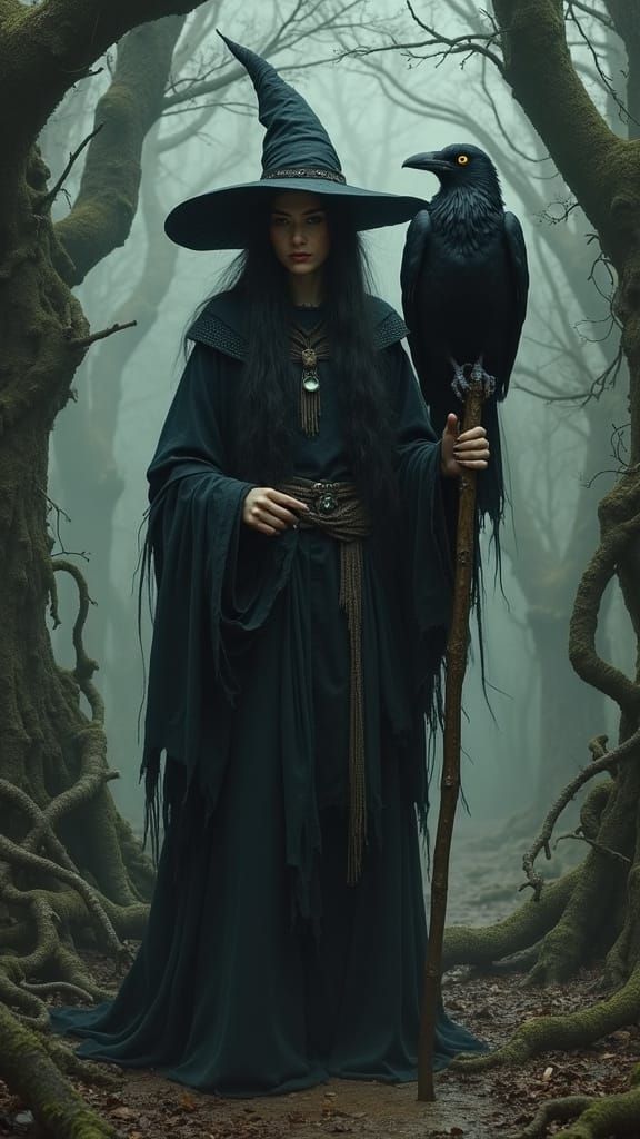 Dark Fantasy Hag in Twisted Forest