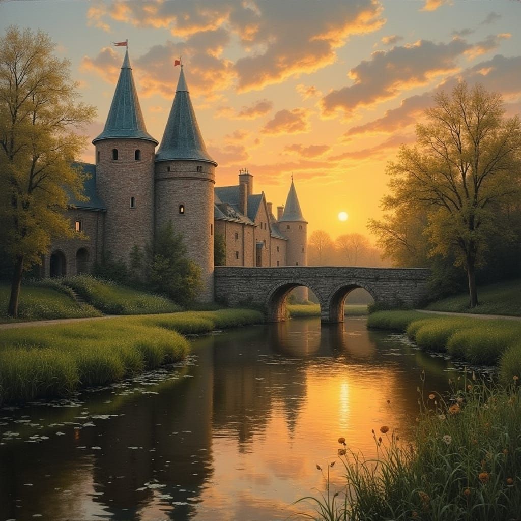 Koppelpoort Sunset: An Atmospheric Oil Painting