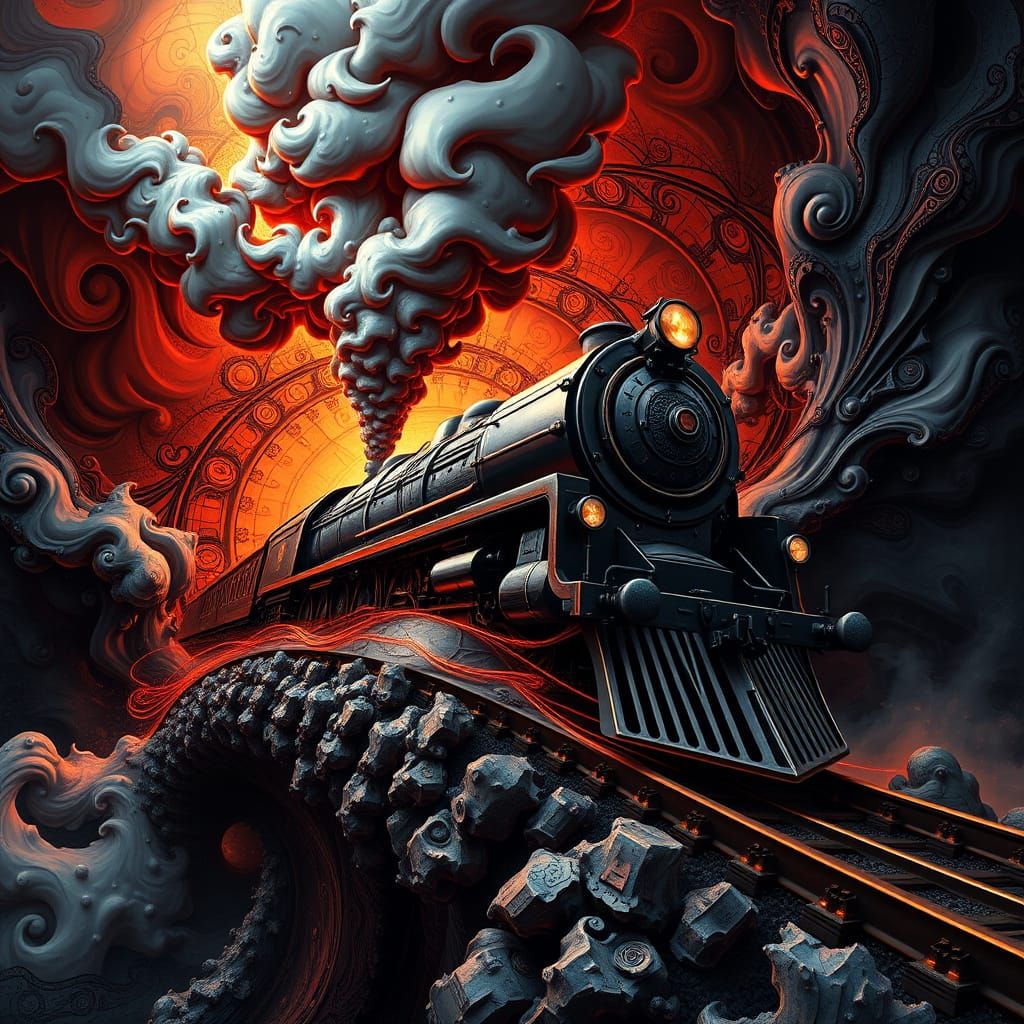 Train of Obsidian Armor Descends into the Abyss