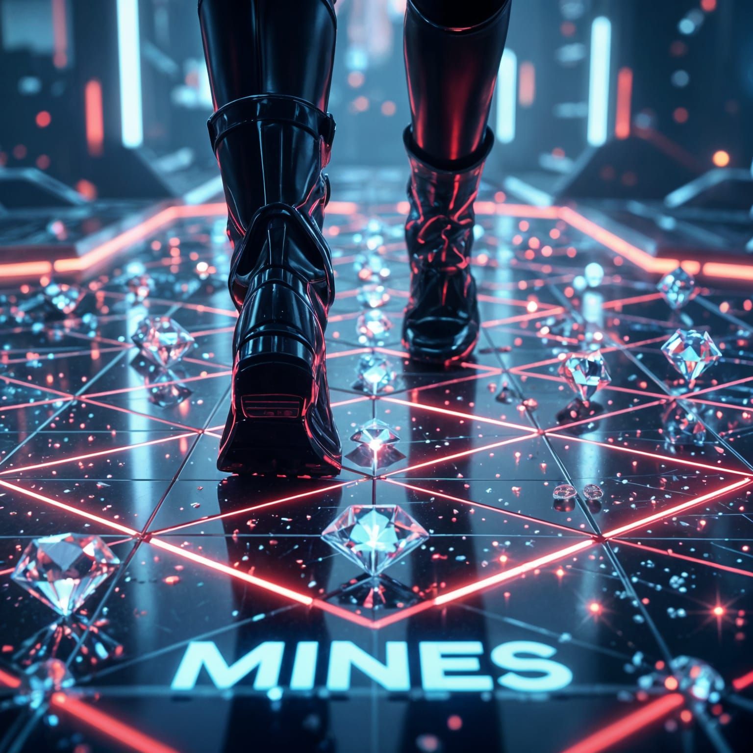 Cinematic Diamond Game Board in Futuristic Style