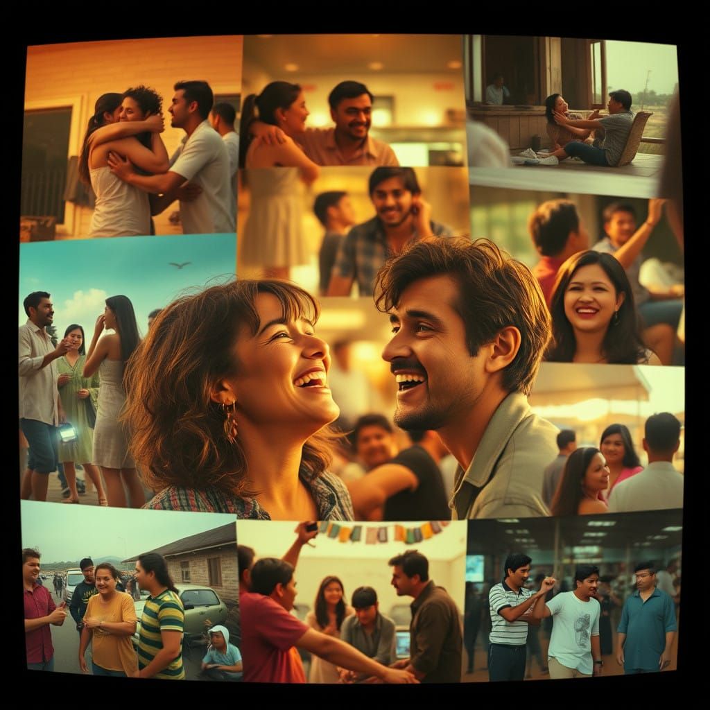 Surreal Cinematic Collage Evoking Wonder and Human Connectio...