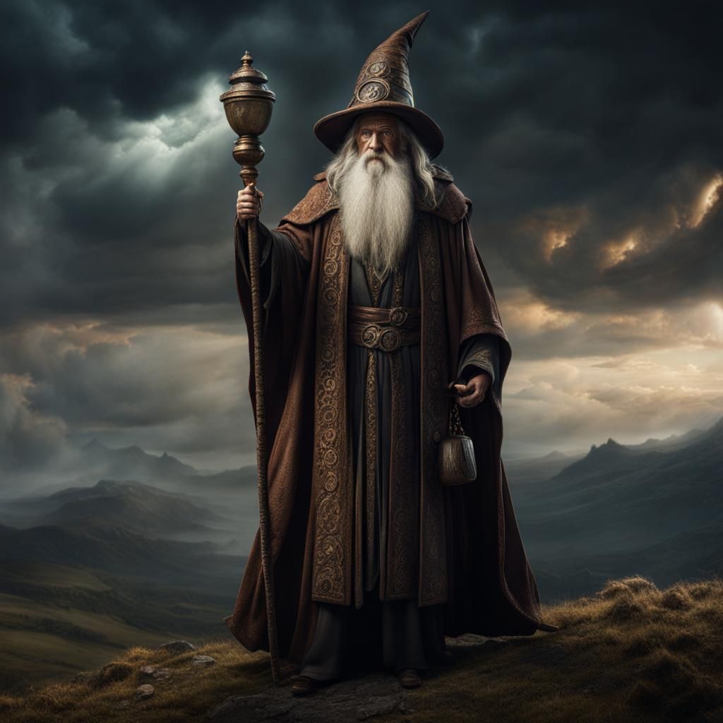 Epic Old Wizard in Detailed Digital Matte Painting