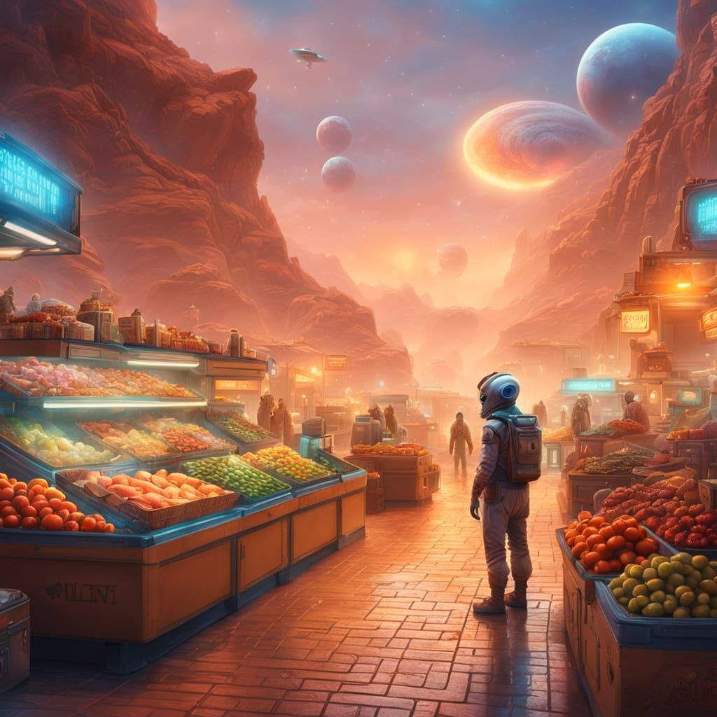 Ethereal Alien Supermarket on Mars