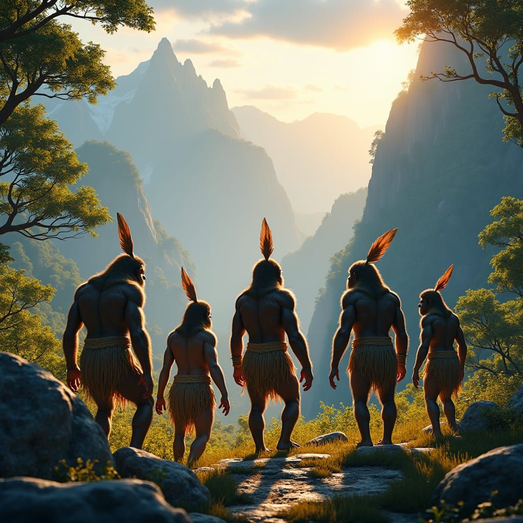 Early Human Ancestors Gaze at Misty Mountains