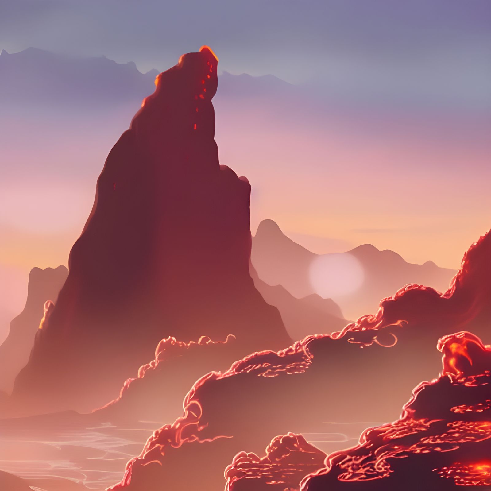 Epic Lava Landscape: Dramatic Digital Matte Painting