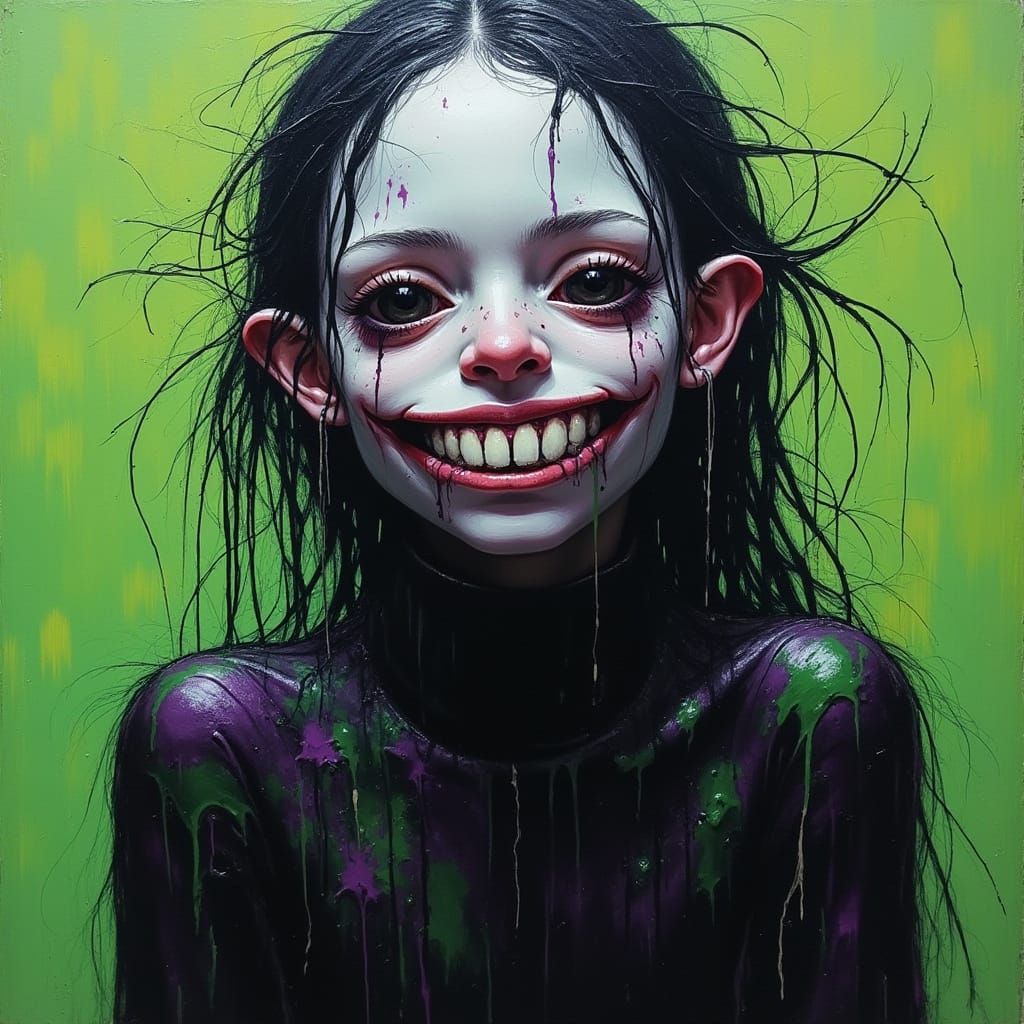 Ethereal, Neon-Hued Figure in a State of Nervous Tension