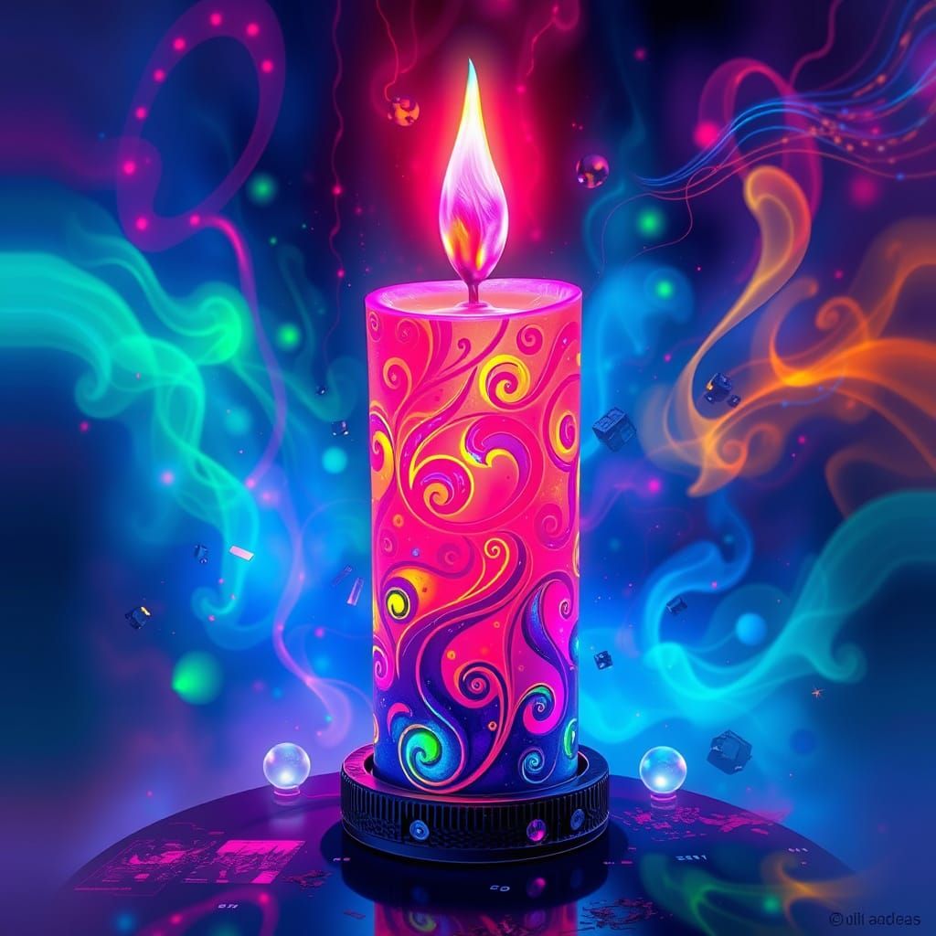 Vibrant Cyberpunk Concept Art of a Bioluminescent Neon Candl...