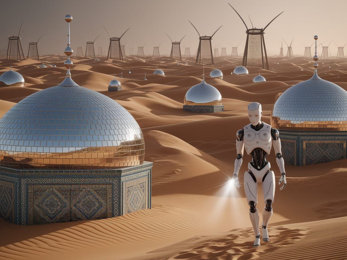 Lut Desert Ruins: Robot Walks Among Forgotten Domes