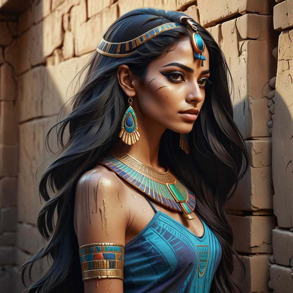 Egyptian Woman Portrait with Dramatic Lighting