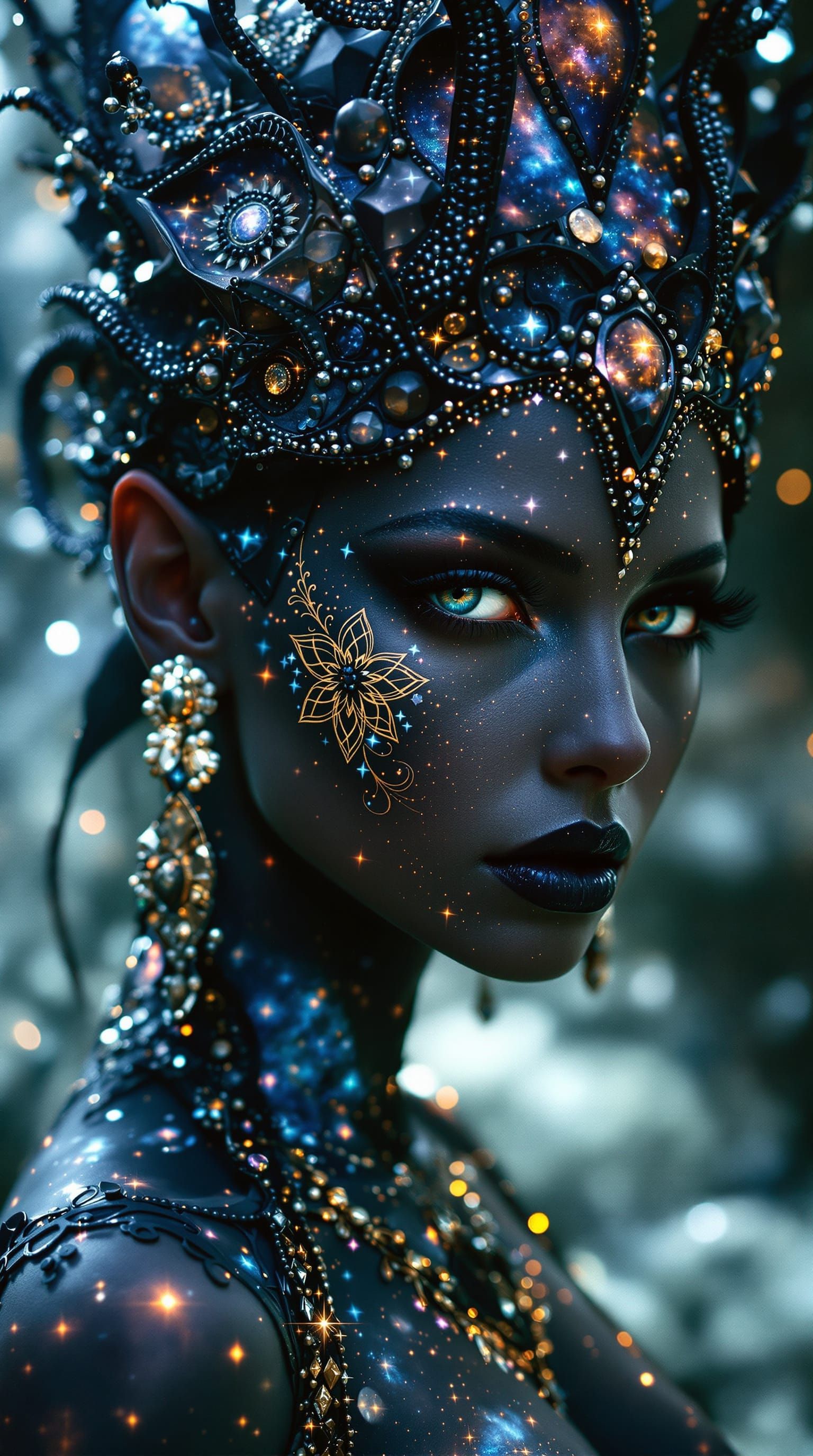 Witch Goddess of Nebulae in Witchpunk Style