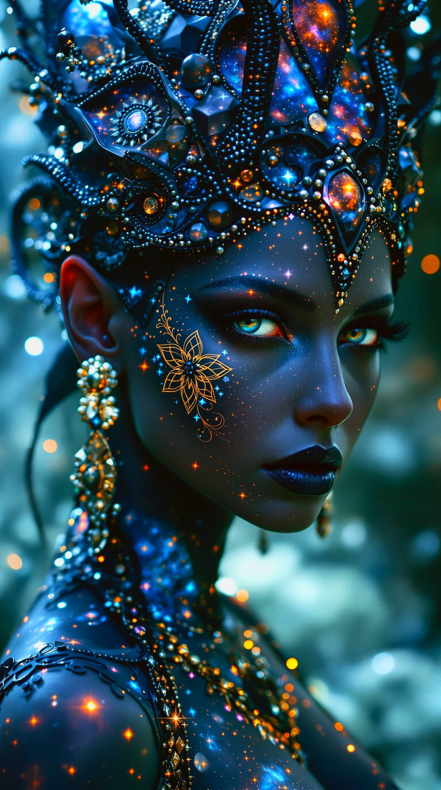 Witch Goddess of Nebulae in Witchpunk Style