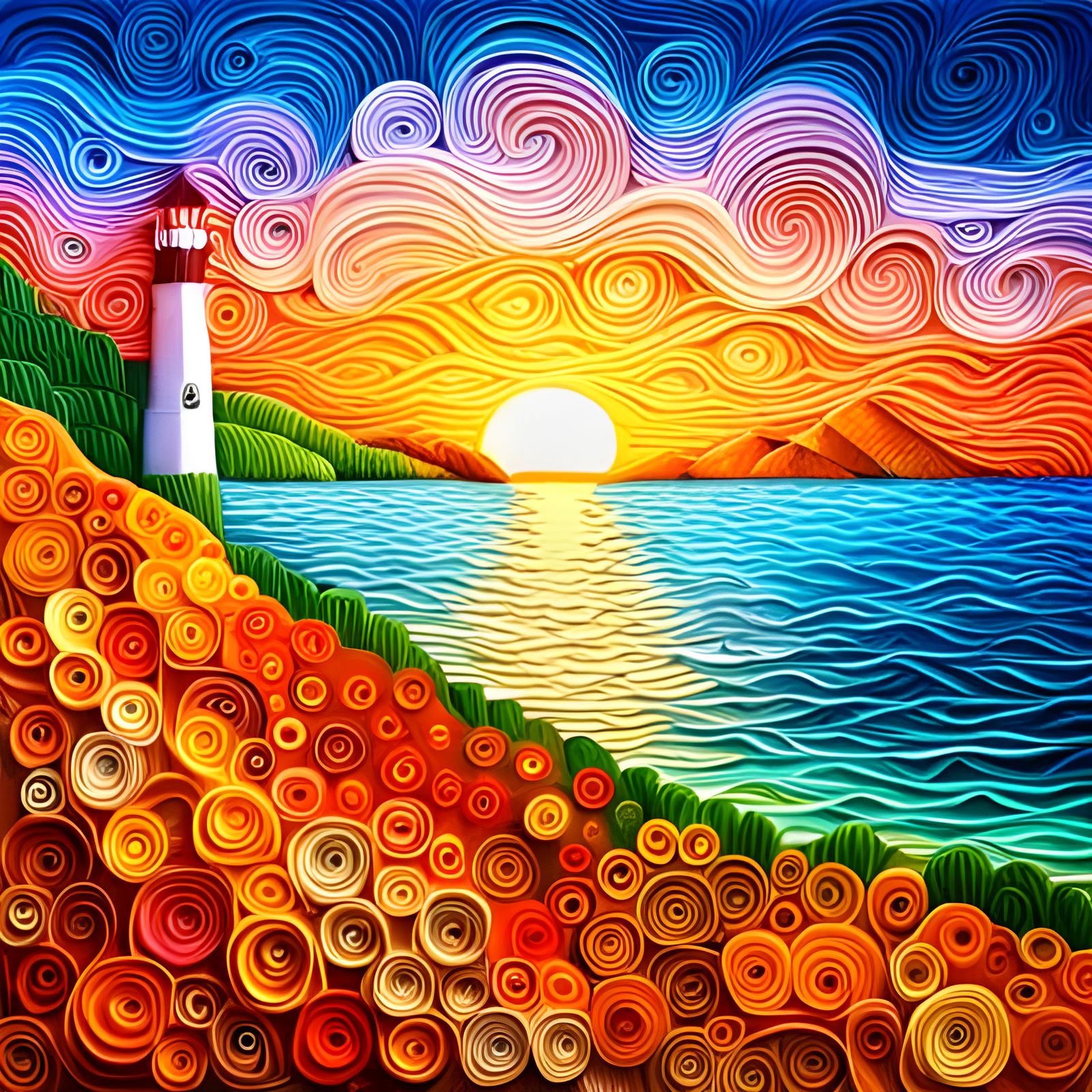 Paper Quilled Flowers on Sunset Dunes