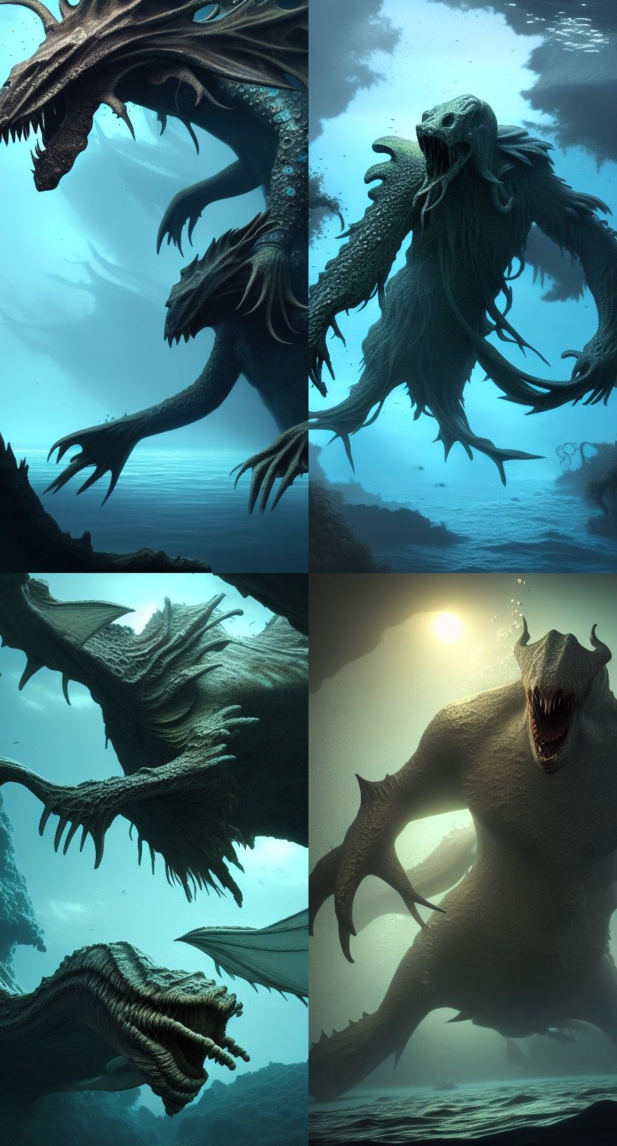 Underwater Eldritch Monster Concept Art in 8K