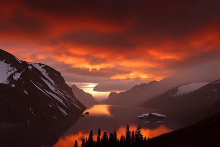 Bald Eagle in Dark Fantasy Mountain Twilight