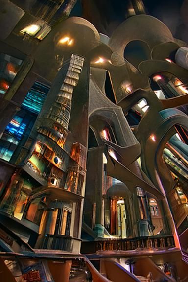 Brutalist Ruins: Sci-Fi Dystopian Starseed Landscape