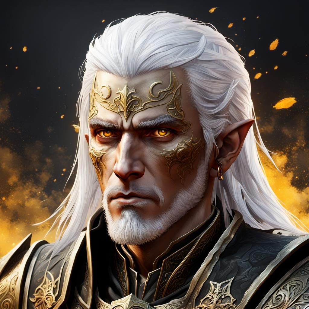 Detailed Thalmor Warrior Portrait in Splash Art Style