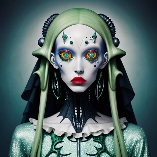 Alien Fashion Editorial in Fantasy Surrealism Style