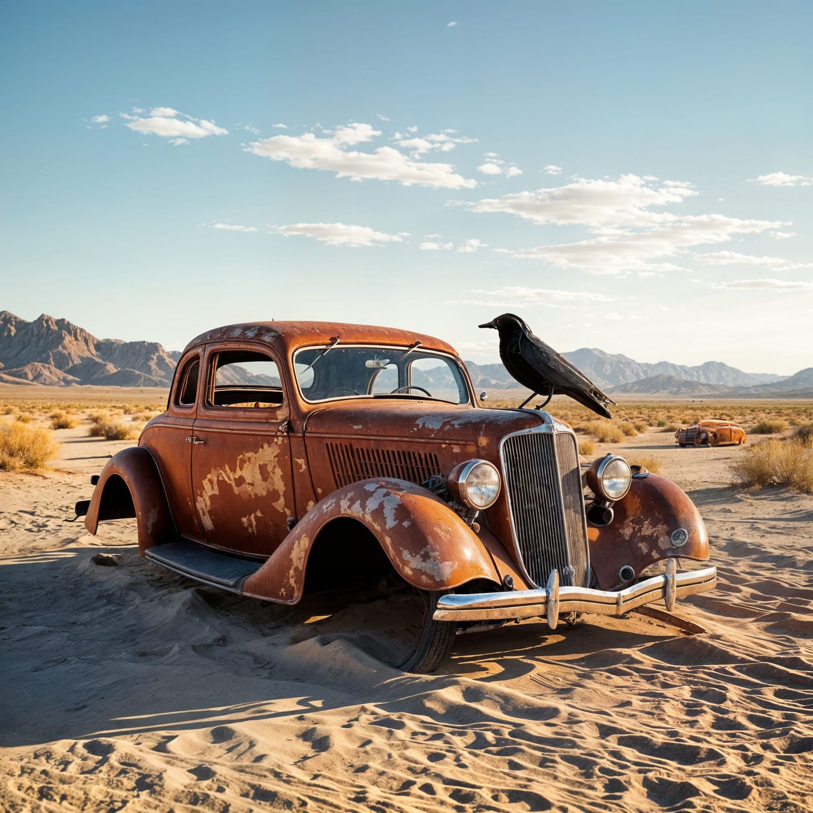 Abandoned 1934 Ford Rusting in Nevada Desert Sands