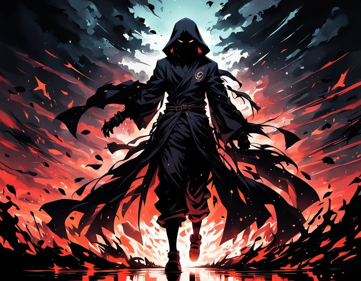 Mysterious Silhouette Figure in Anime Style