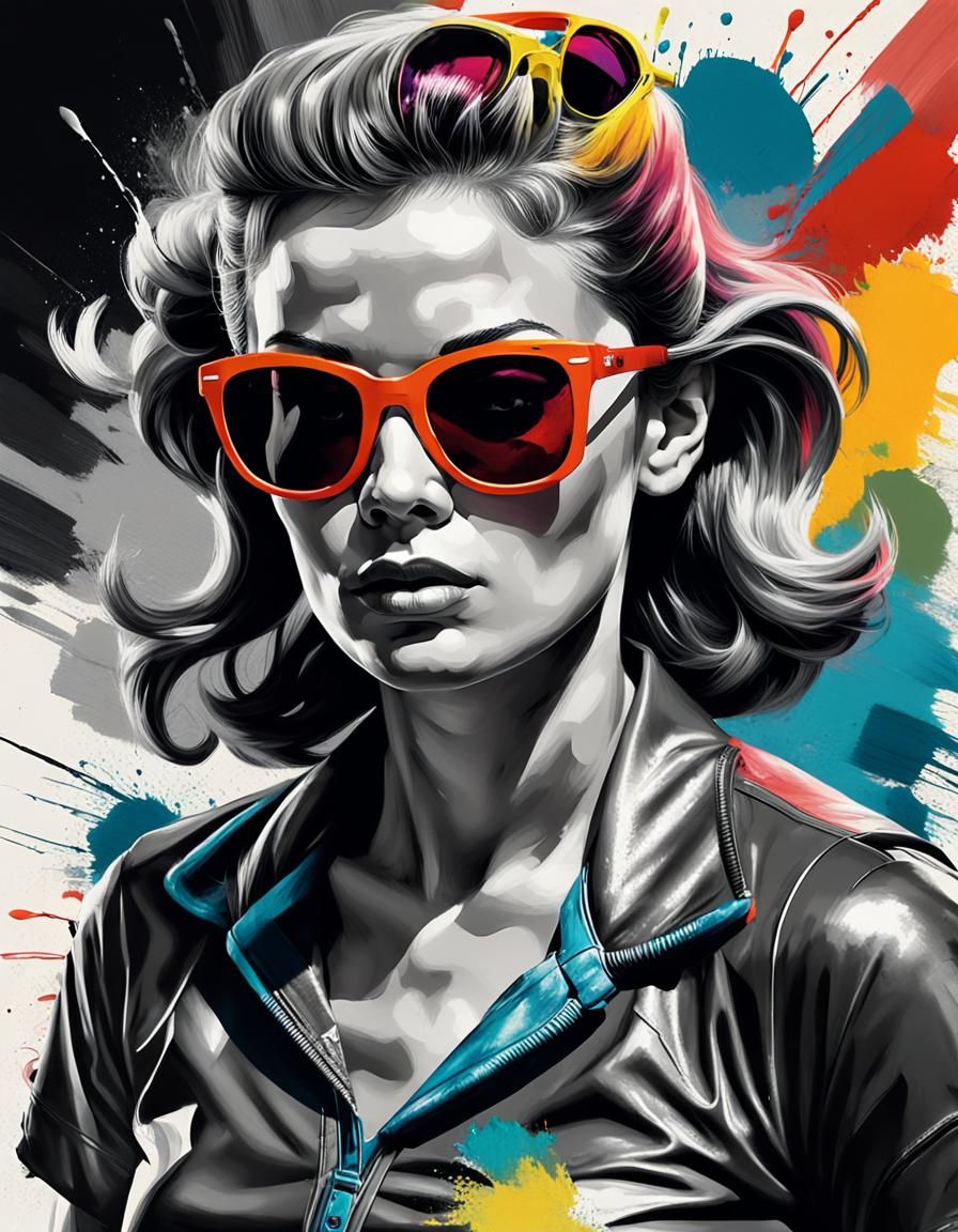 1950s Actress with Vibrant Brushstrokes in Splash Art