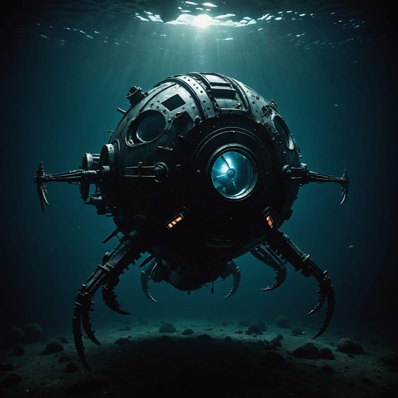 Creepy Underwater Vehicle in the Abyss