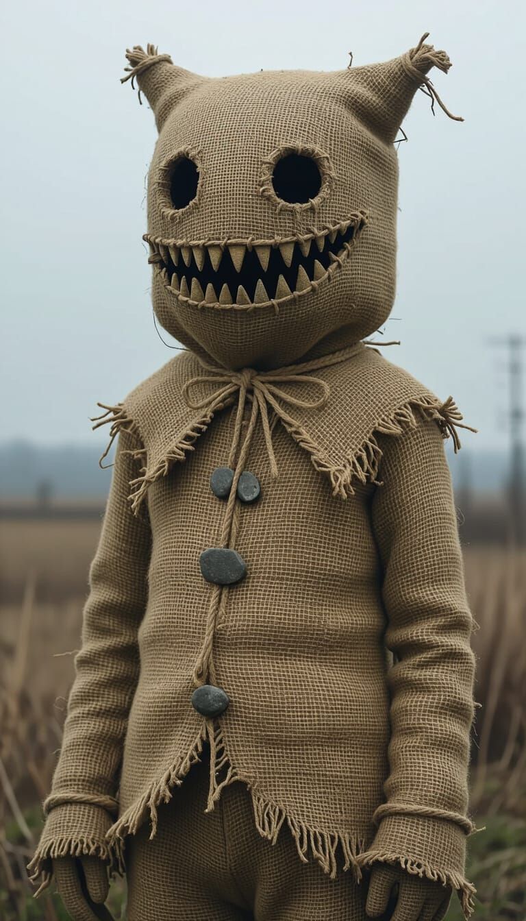 Eerie Sack Figure with Stone Teeth