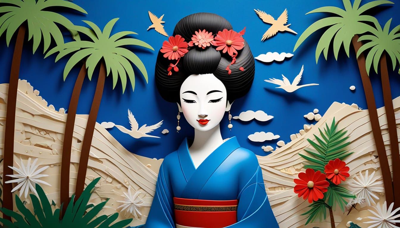 Geisha in a Vibrant Oasis of Industrial Blooms
