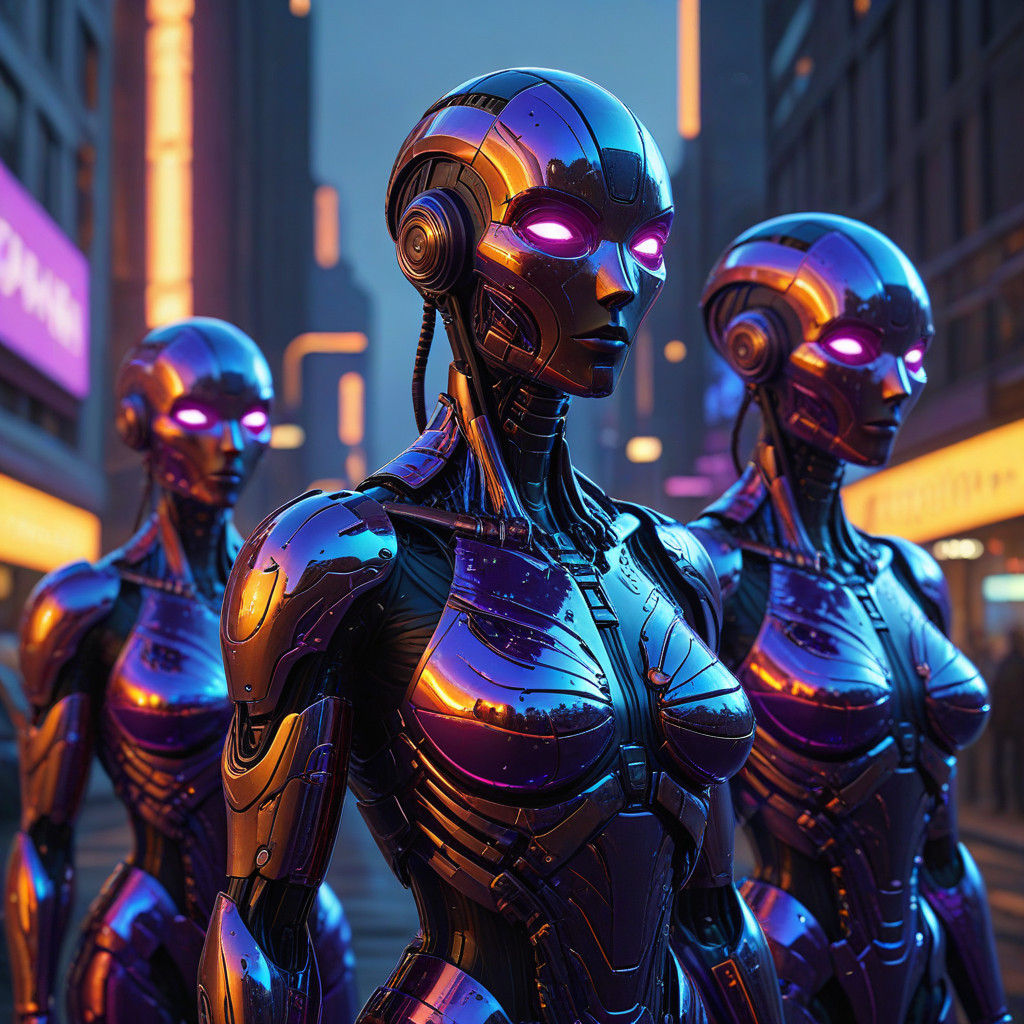 Futuristic Blockchain Heroes in Neon City