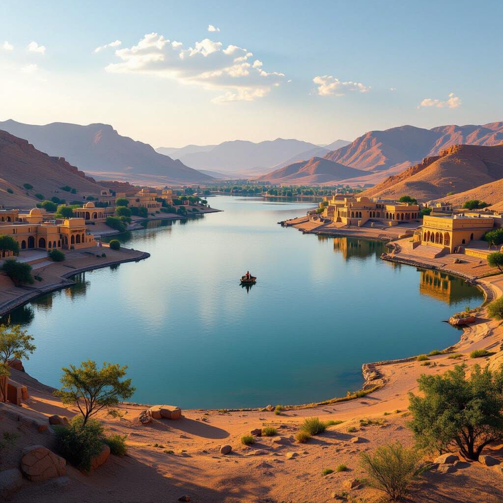 Vibrant Gadisar Lake in Rajasthan, India