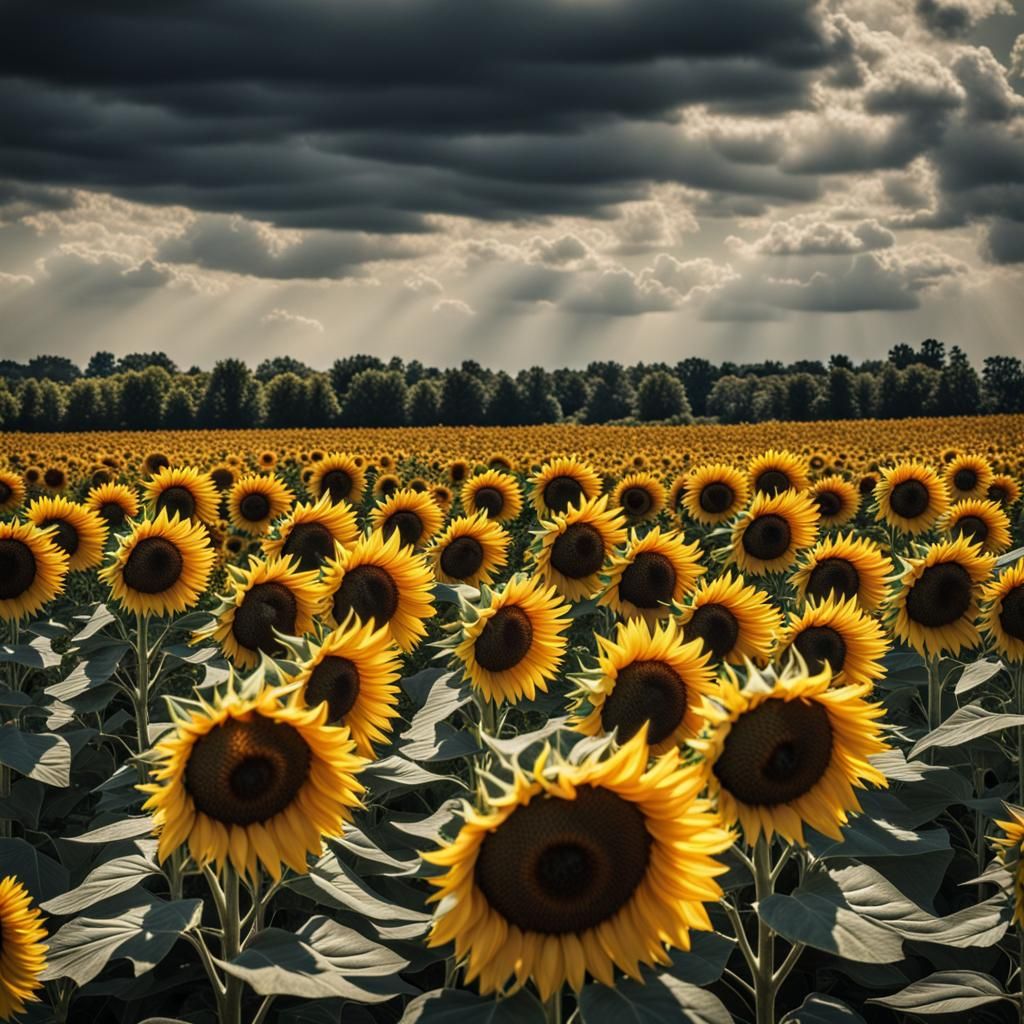 Hyperrealistic Sunflower Field in Cinematic Style