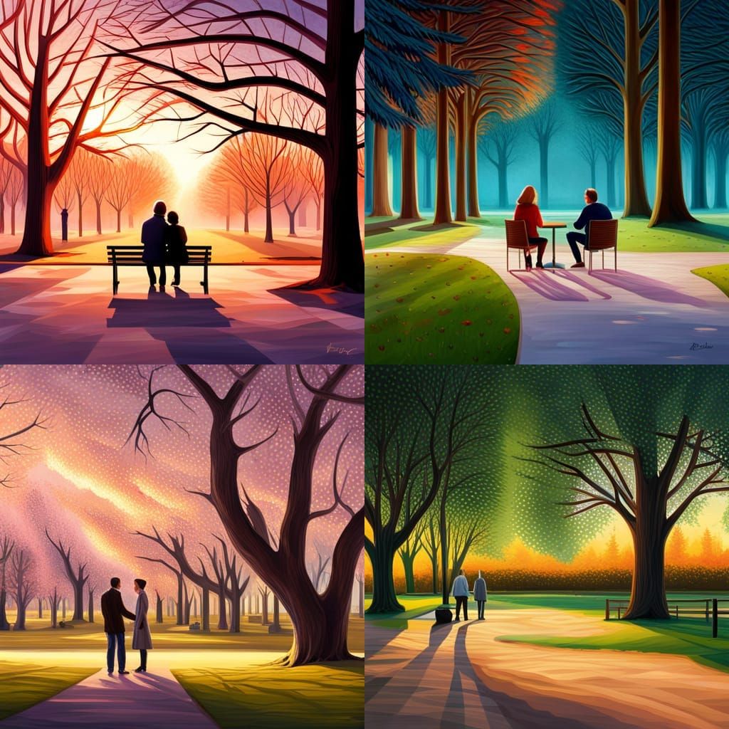 Park First Date in Photorealistic Warm Colors
