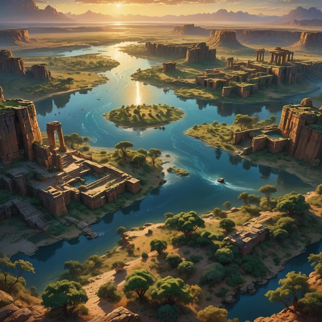 Majestic Cunene River Landscape at Sunset