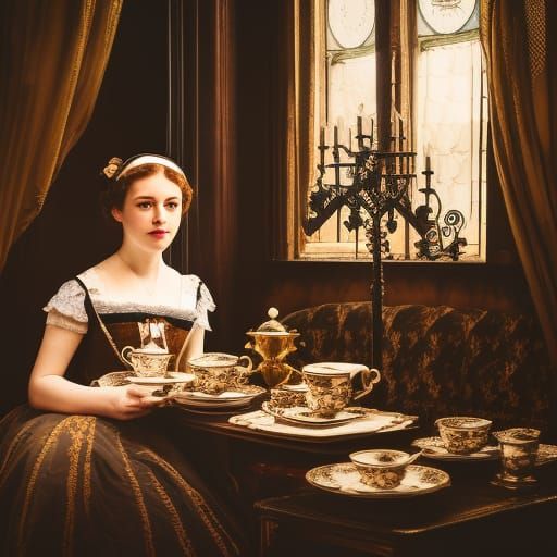 Elegant Victorian Tea Time in High Gothic Style