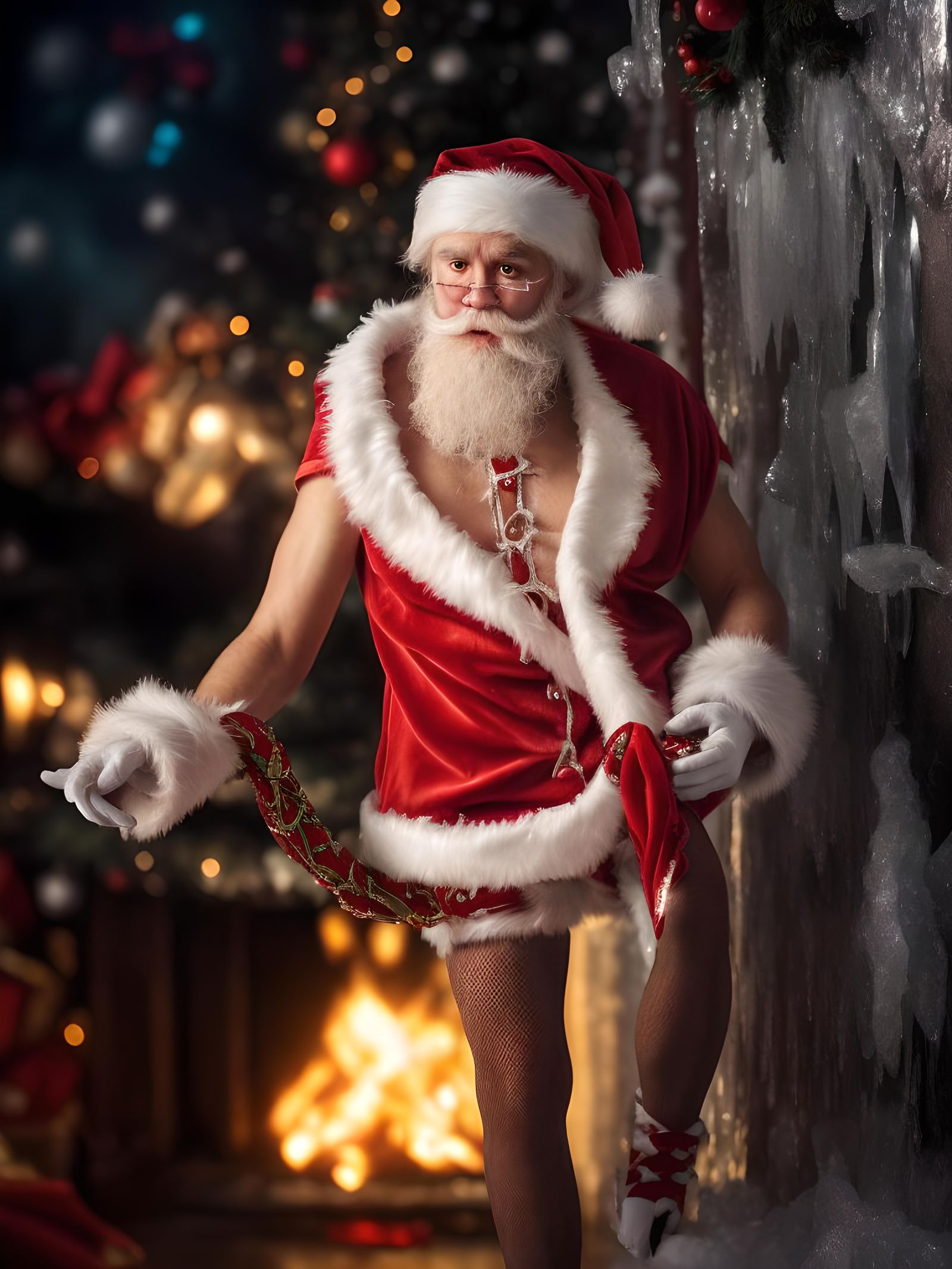 Melting Santa Helper Outfit in Hyperrealistic Style