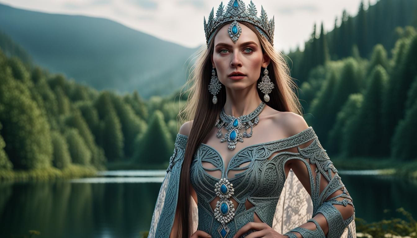 Slavic Enchantress Portrait in Hyperrealistic Detail