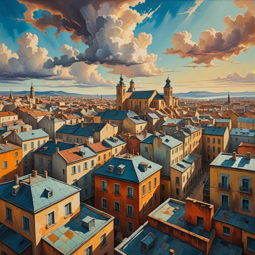 Surrealist European Cityscape in Salvador Dali Style
