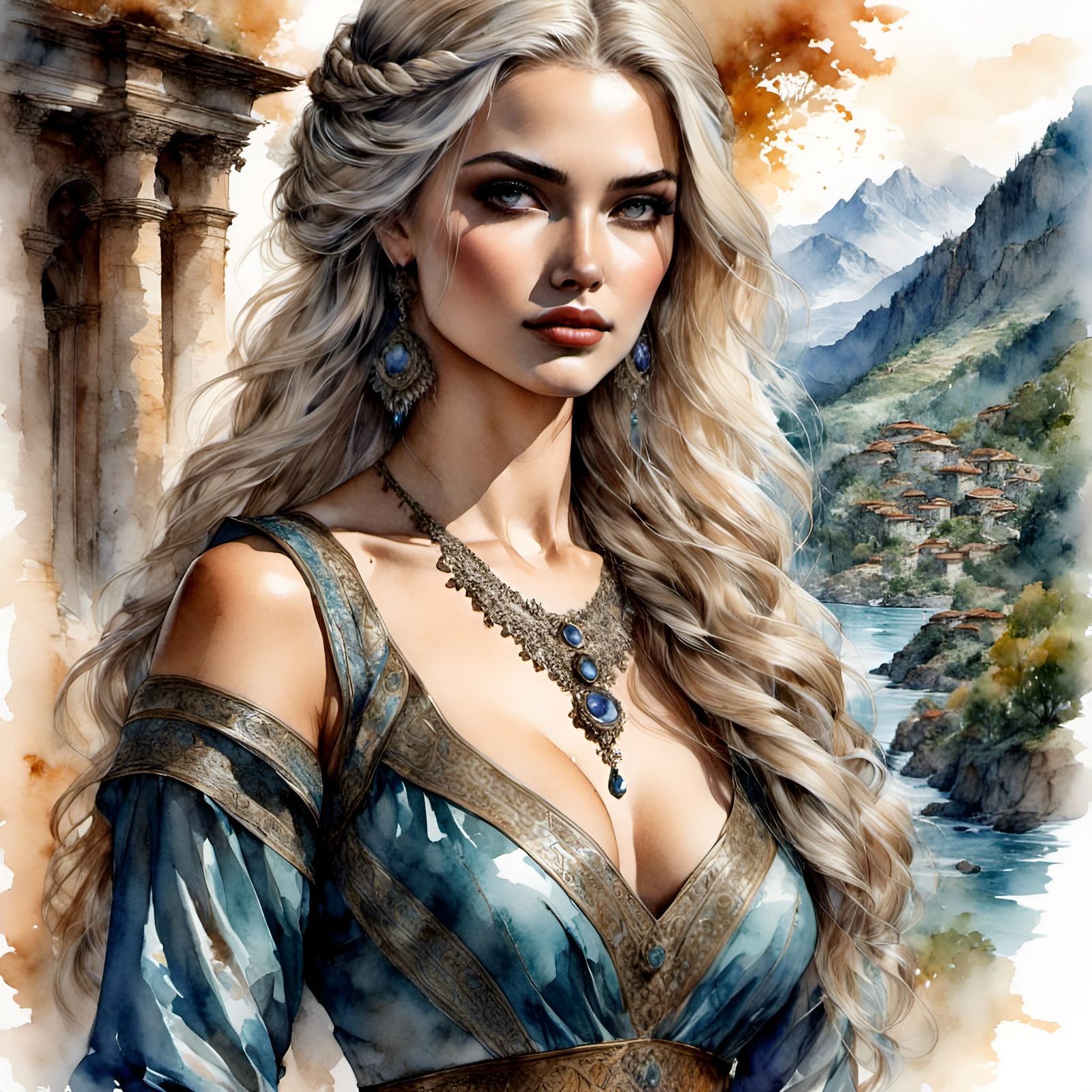 Tissaia de Vries in Watercolor Style