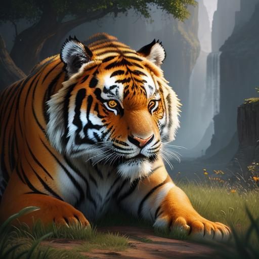 Cute Tiger in Detailed Fantasy Concept Art