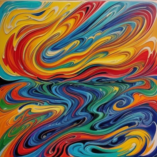 Vibrant Neo-Impressionist Figures in Swirling Motion