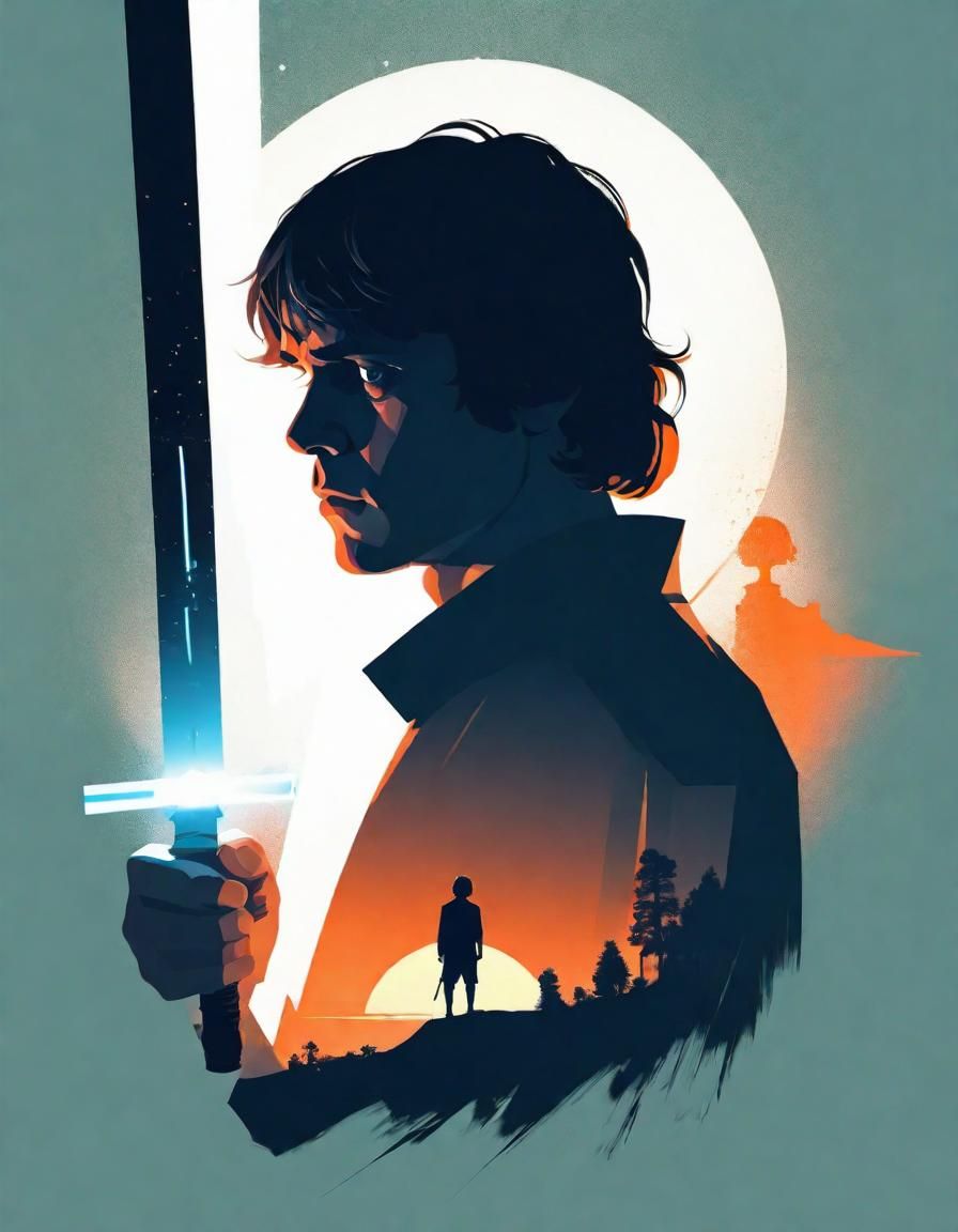 Luke Skywalker Double Exposure Minimalist Vector Art