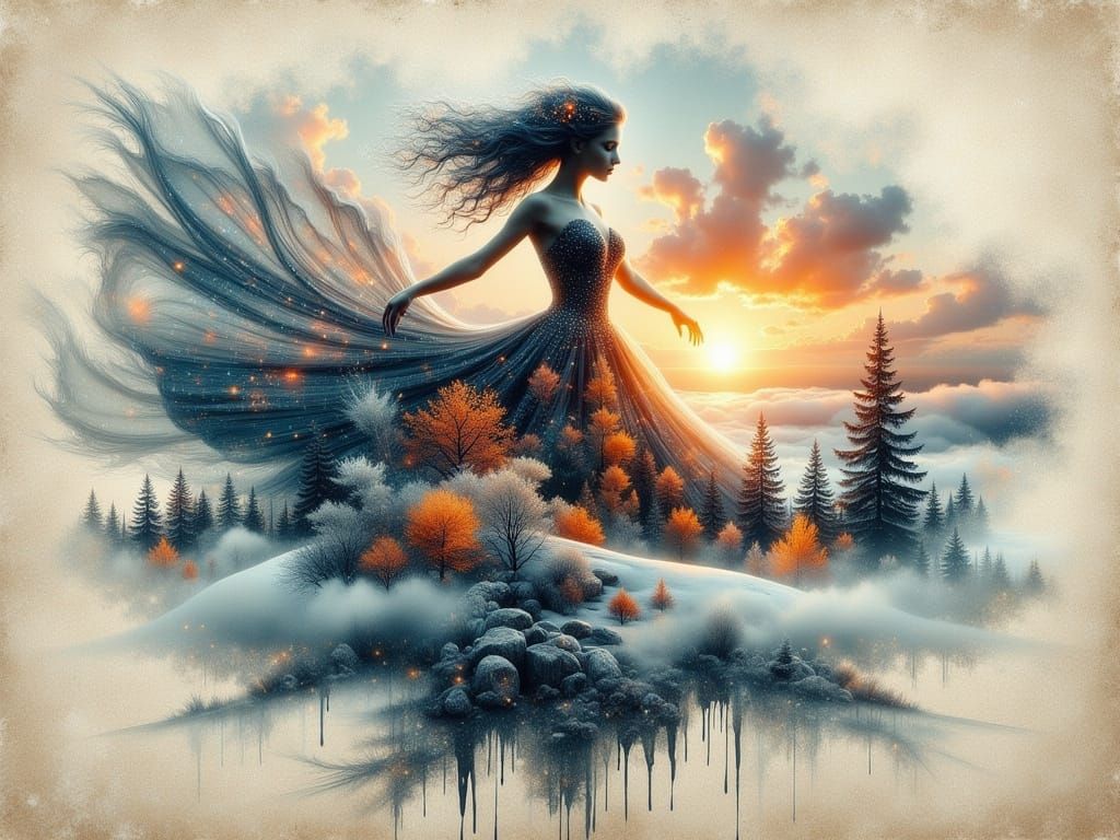 Enchanted Surrealist Mountain Scene