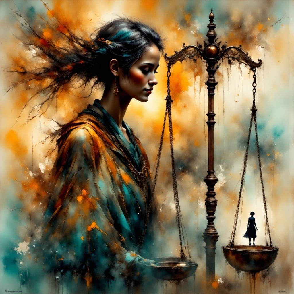 Elderly Man and Justice Scales Double Exposure