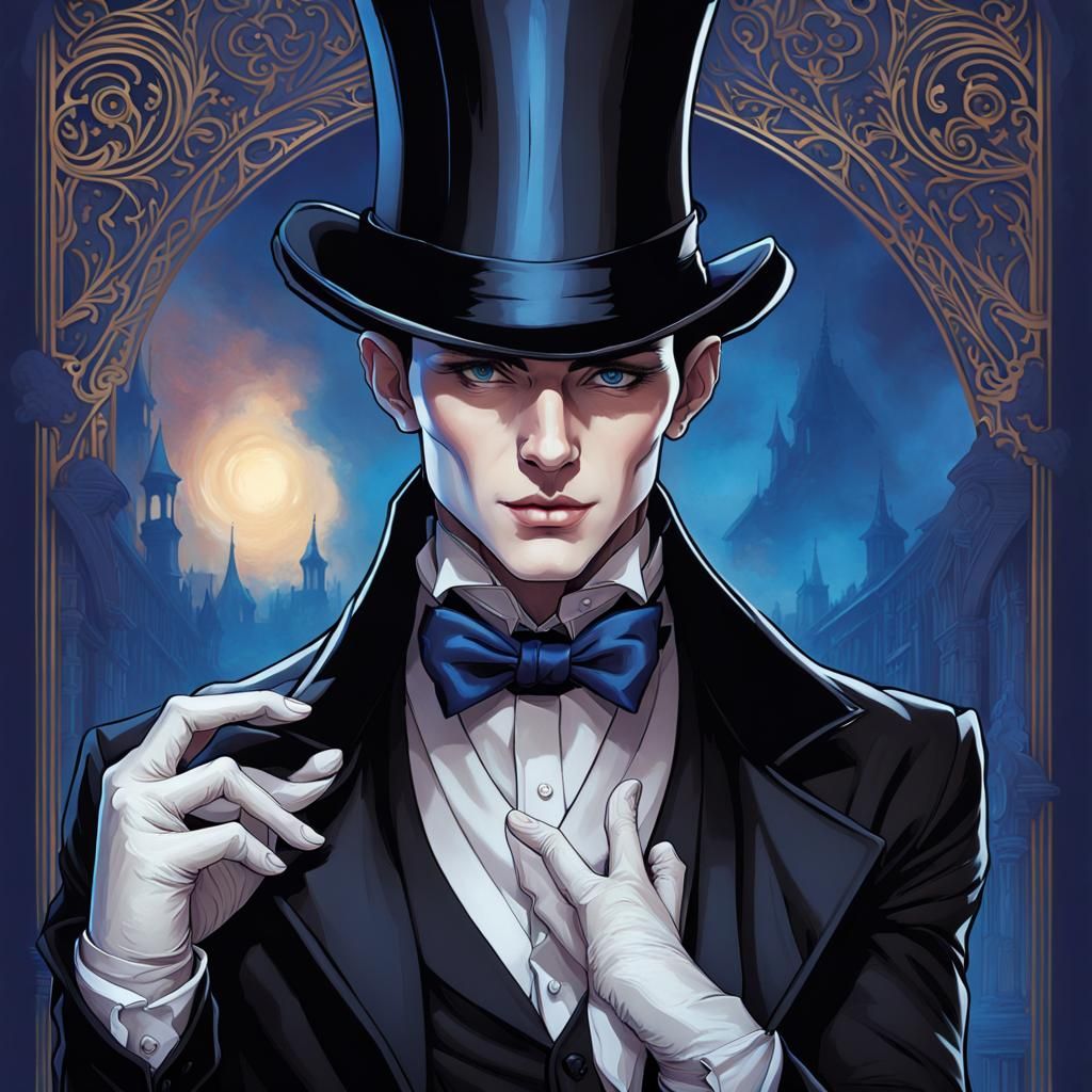 Dark Fantasy Magician in Tuxedo: Hyperrealistic Character De...