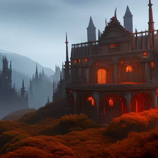 Fantastical Halloween City Concept Art