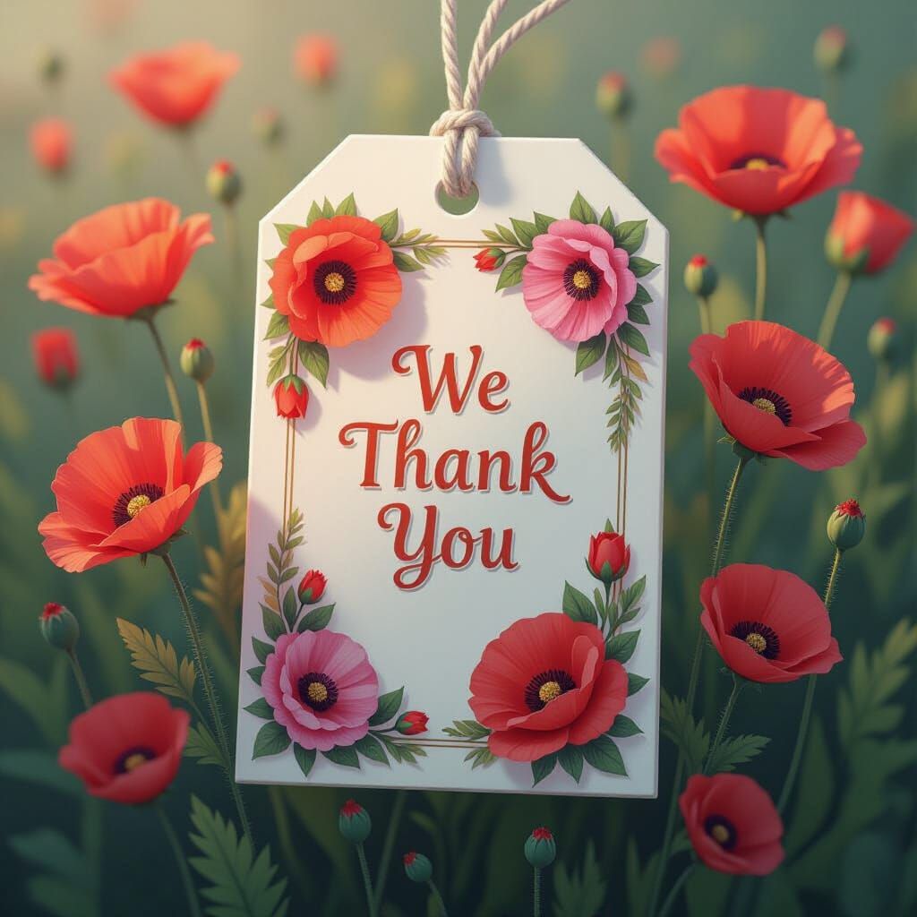 Vibrant Flower Hang Tag With Thank You Text