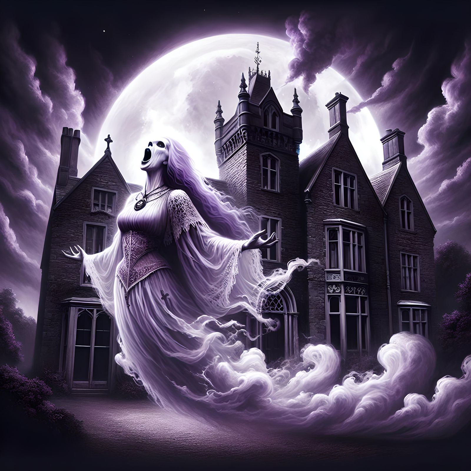 Ethereal Banshee Wail in Gothic Moonlight