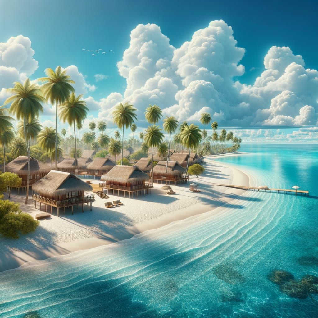 Island Resort on a Serene Beach