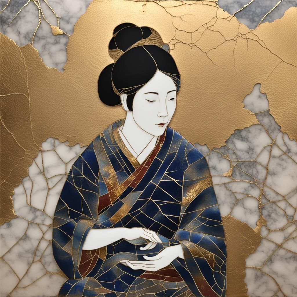 Raku Kintsugi Woman Art