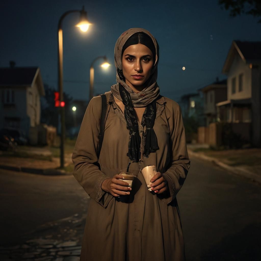 Night Cafe Scene with Moody, Film Noir Aesthetic